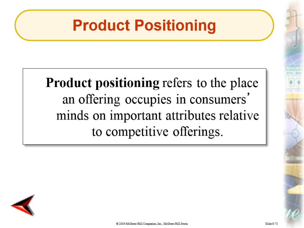 Slide 9-71 Product positioning refers to the place an offering occupies in consumers’ minds